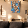 Bronze & Blue Flower Buddha Painting