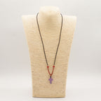 Amethyst Cross Cord Necklace Gemstone Pendant