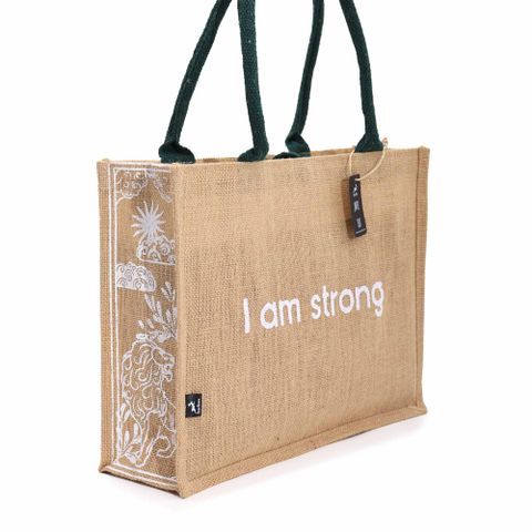 I am Strong Hop Hare Jute Big Bag