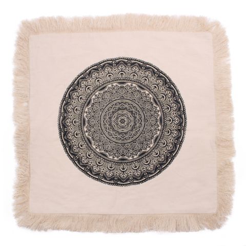 Black Traditional Mandala Cushion