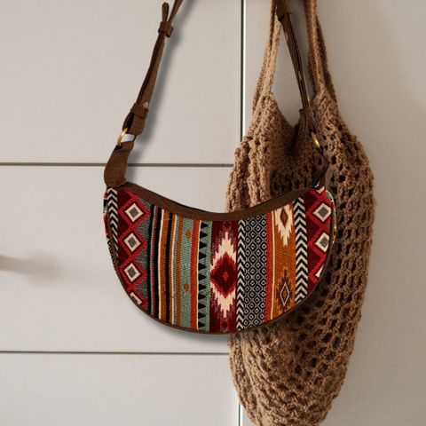 Rich Browns Jacquard Hobo Bag