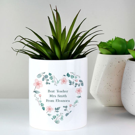 Personalised Floral Thankyou Teacher Storage Pot  from Eleanoras