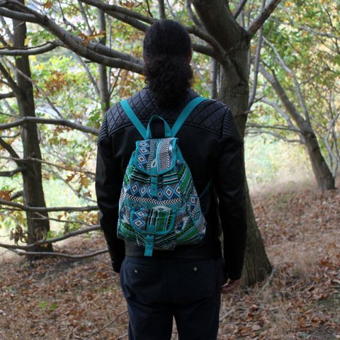 Teal  Jacquard  Backpack
