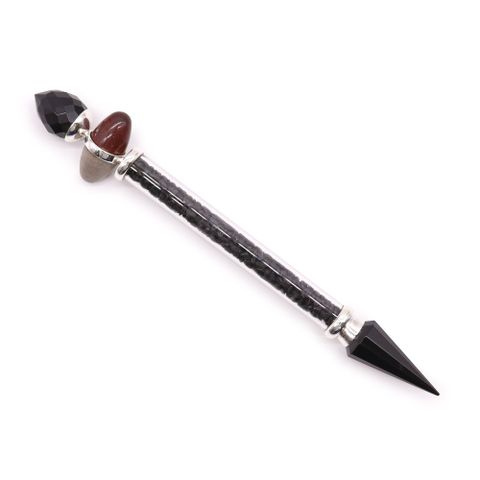 Black Tourmaline & Agate Protection Shiva Lingam Magic Wand