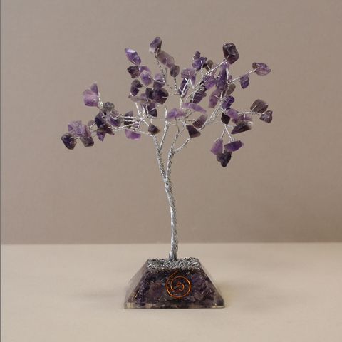 Amethyst Gemstone Tree with Orgonite Base - 80 Stone