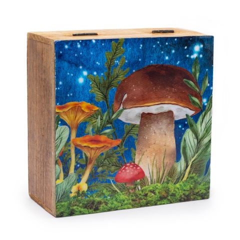 Teal Mushroom Big Square Box