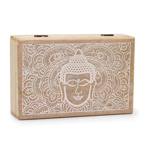 Buddha Face Whitewash Big Rectangle Box
