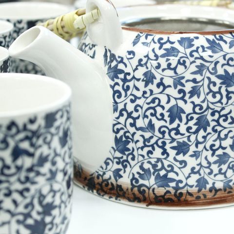 Blue Pattern Herbal Teapot Set