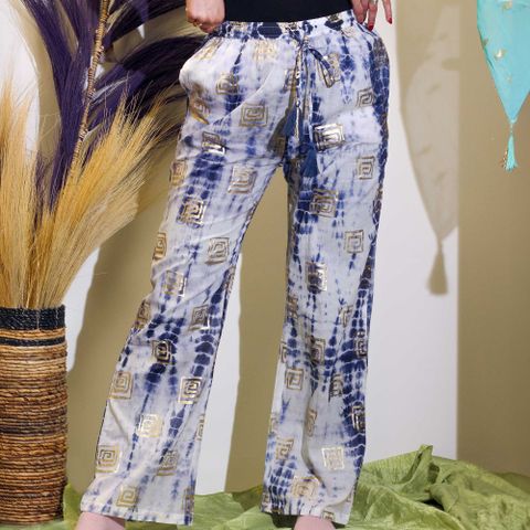 Gold & Blue Greek Motif Lounge Pants  (ML)