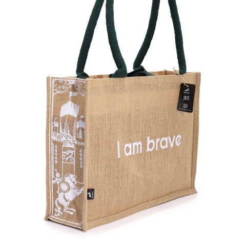 I am Brave Hop Hare Jute Big Bag