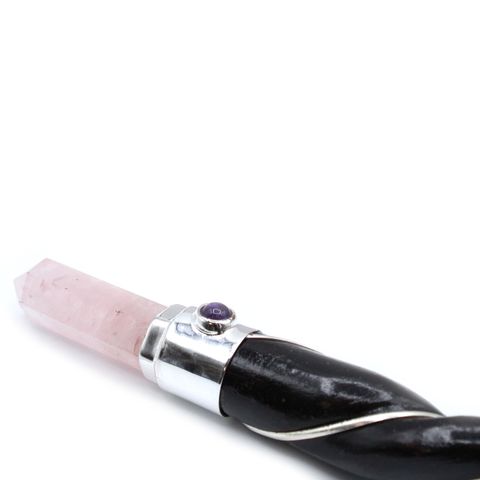 Silver Rose Quartz Sphere Twisted Healing Wand