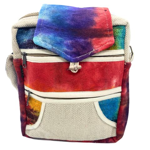 Tie Dye Hemp Messenger Bag Two Zip