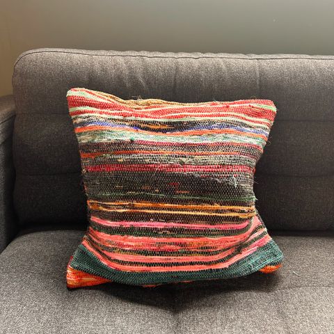 Multicoloured Rag Rug Cushion Cover