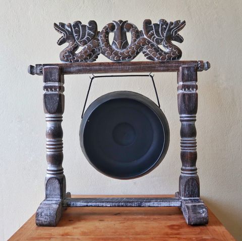 Small Black Healing Gong in Stand 25cm