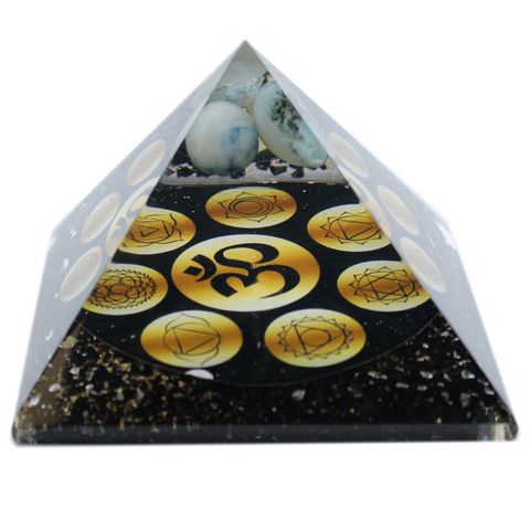 Midnight Om Chakra Orgonite Pyramid  - 90mm