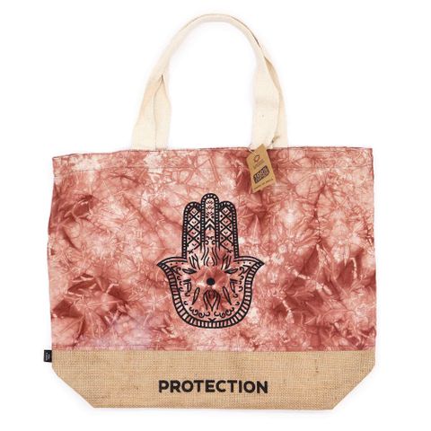 Hamsa Protection Terracotta Stonewash All Natural Bag