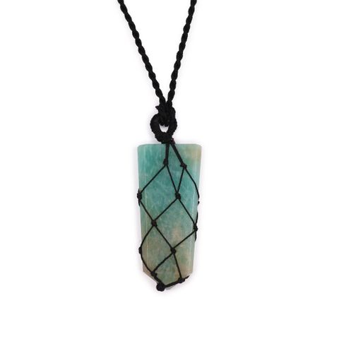 Amazonite Laced Gemstone Flat Point Pendant