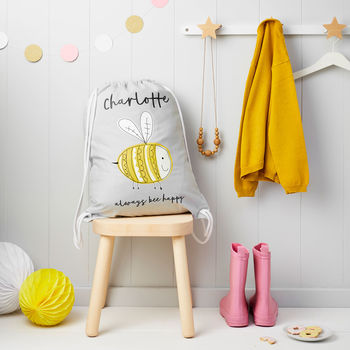 Eleanoras Buzzing Bee  Personalised Cotton Nursery Bag 