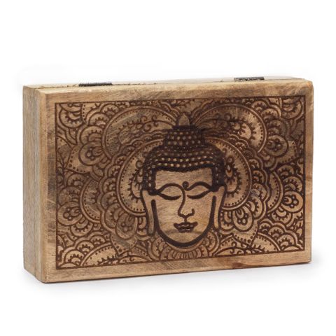 Buddha Face Black Engraved Big Rectangle Box