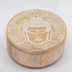 Buddha Face Whitewash Big Round Box
