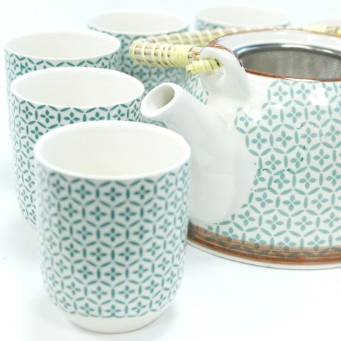 Green Mosaic Herbal Teapot Set