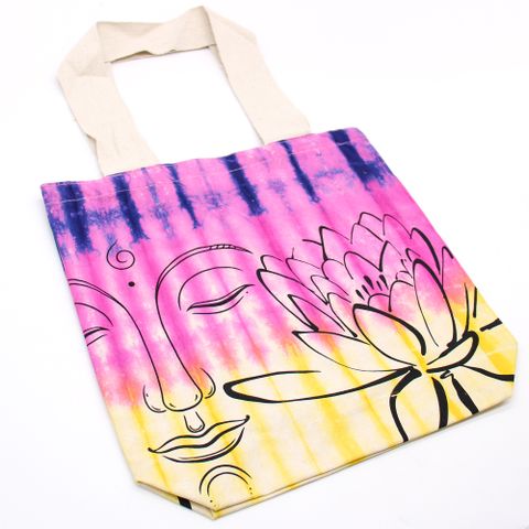 Lotus Buddha Multi Colour Tie Dye Cotton Bag