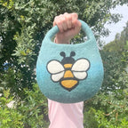 Bee  Blue Green Water Felted Bag