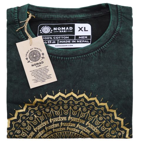 Mandala Stone Washed T-Shirt - Green - XLarge