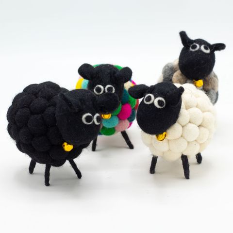 Black Little Felt Sheep