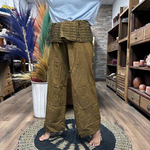 Thai Fisherman  Mandala Mantra on Orange Yoga and Festival Pants