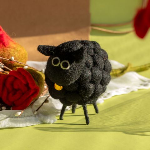 Black Little Felt Sheep