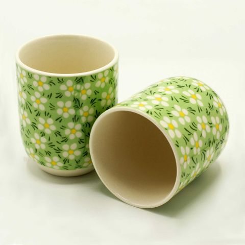 Green Daisy Herbal Tea Cups