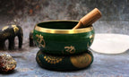 Tree of Life Green Singing Bowl Set  14cm