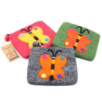 Big Butterfly Natural Felt Zipper Pouch (asst)