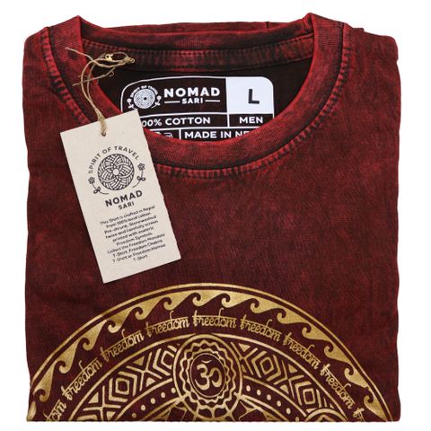 Chakra Maroon Large Stone Washed T-Shirt  Large