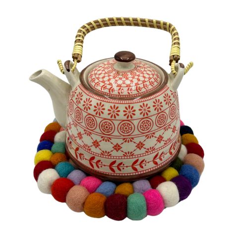 Multi Colour Felt Ball Round Placemat