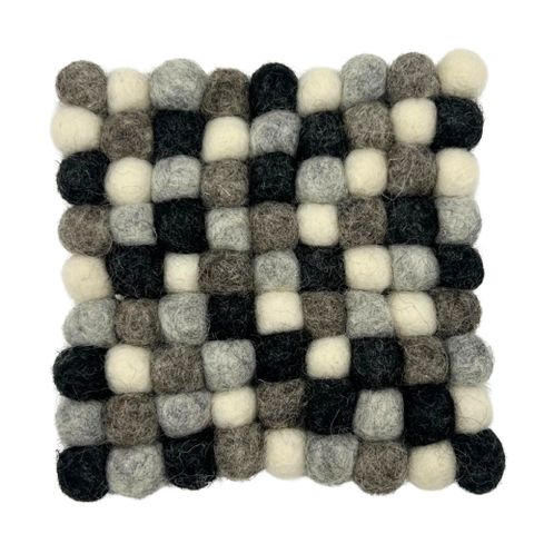 Multi Grey Felt Ball Square Coasters (set of 4)