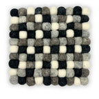 Multi Grey Felt Ball Square Placemat