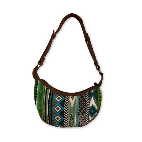 Bold Greens Jacquard Hobo Bag