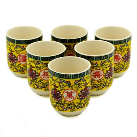 Long Life Oriental Herbal Tea Cups