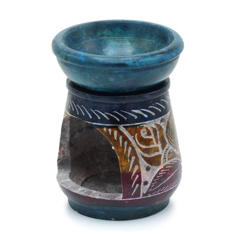 Flower Small Coloured Soapstone Oil Burner