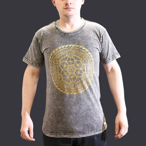 Chakra Dark Grey Stone Washed T-Shirt Small