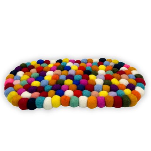Multi Colour Felt Ball Oval Centre Mat