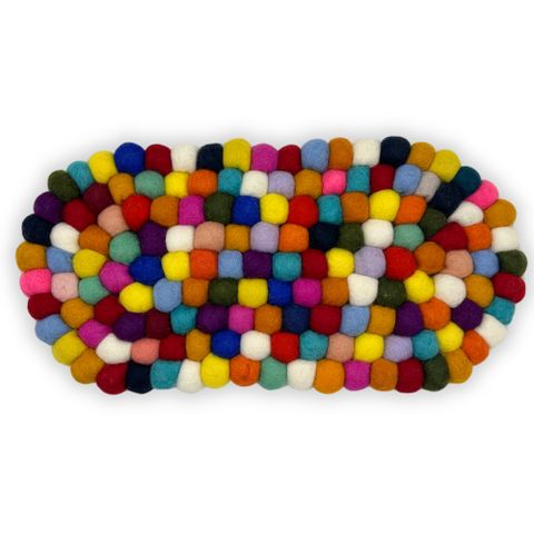 Multi Colour Felt Ball Oval Centre Mat