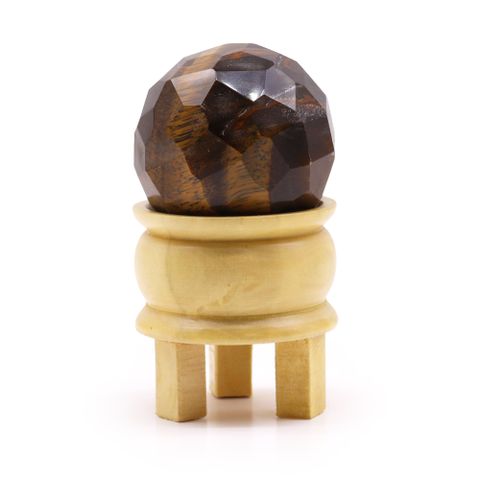 Tigereye Gemstone Faceted Healing Ball & Stand