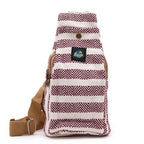 Burgundy & White Body Cross Bag Natural Cotton