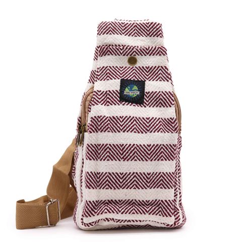Burgundy & White Body Cross Bag Natural Cotton