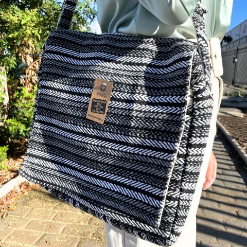Grey Strips Soft Banjar Laptop Bag