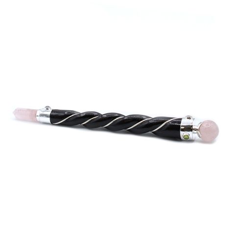 Silver Rose Quartz Sphere Twisted Healing Wand
