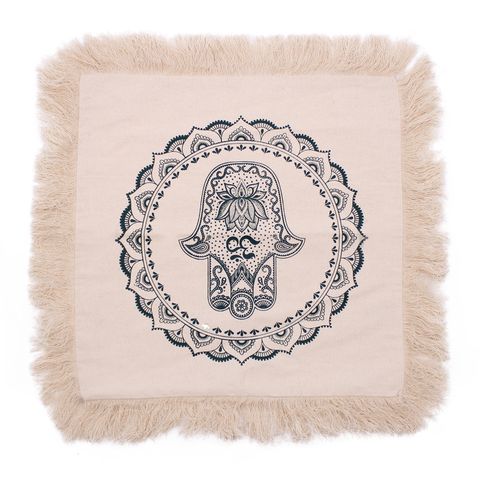Green Hamsa Mandala Cushion